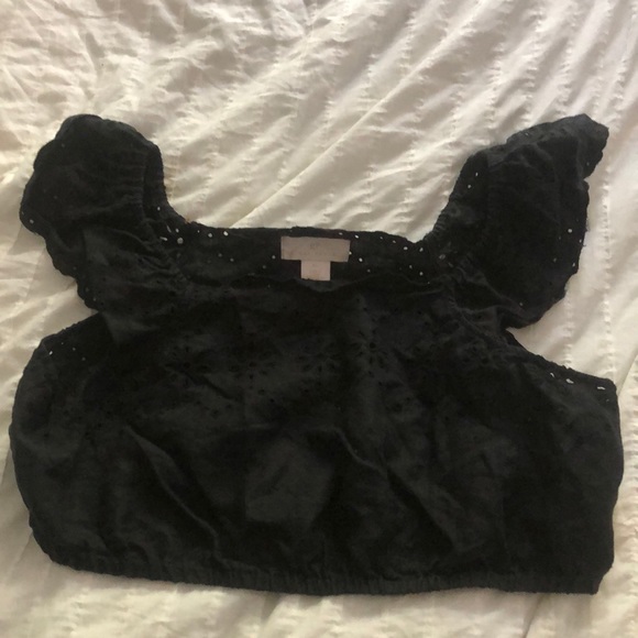 Rachel Parcell Tops - Rachel Parcell Black Eyelet Crop Top XL